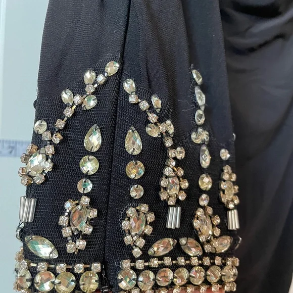 Mac Duggal Women's leena Foldover Long Sleeve Jeweled Midi Dress - Picture 7 of 14